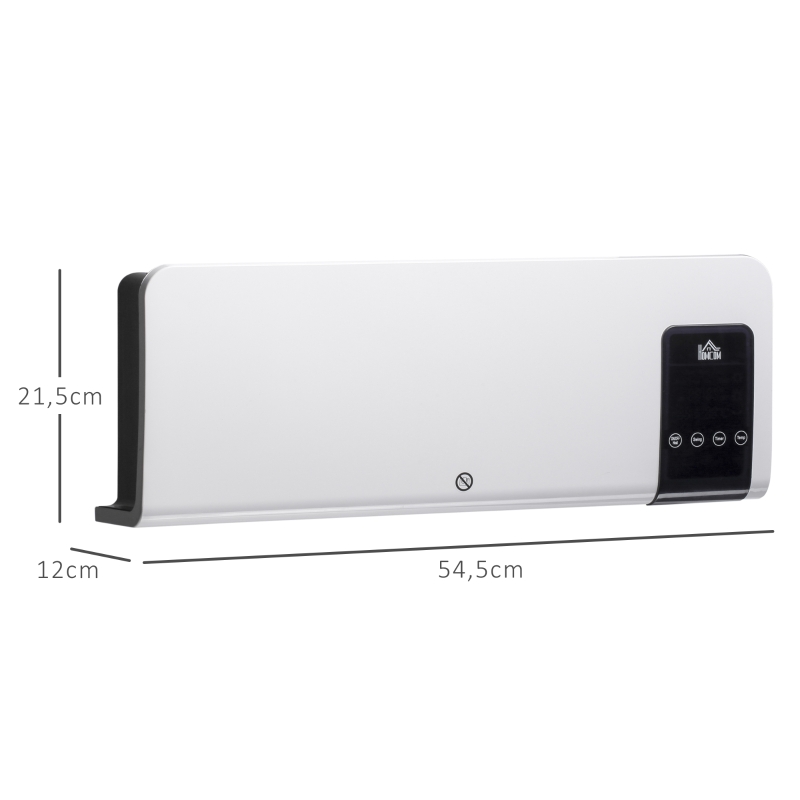 HOMCOM Elektrische verwarming, wandmontage, zwenkfunctie, 2 modi, timer, LED-display, Wit