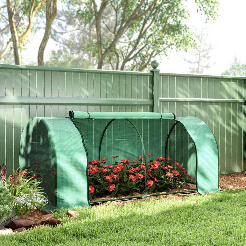 Outsunny Serra da giardino a Tunnel in Acciaio e con Copertura in PVC, 200x100x80 cm, Verde