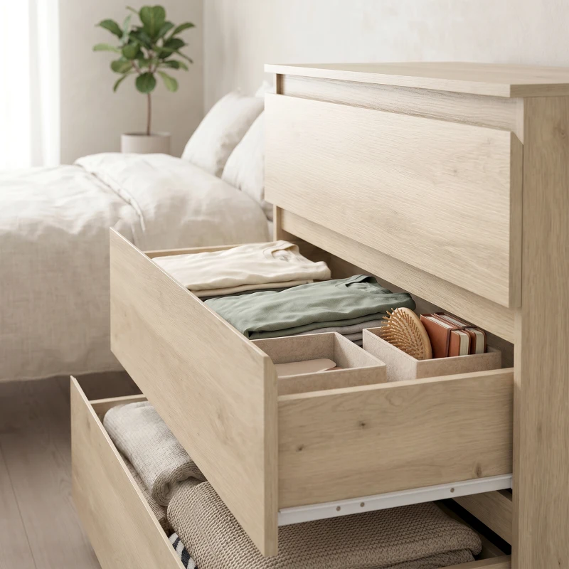 HOMCOM 3-Drawer Storage Organiser Unit, Chest of Drawers for Bedroom, Living Room, 80 x 39 x 73cm, Oak