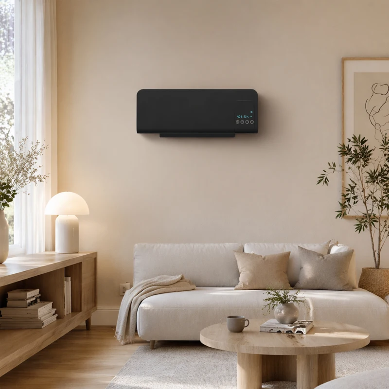 HOMCOM Elektro-Heizung, Wandmontage, Schwingfunktion, 2 Modi, Timer, LED-Anzeige, Schwarz