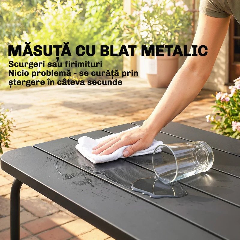 Outsunny Set Grădină Ratan 4 Piese, Canapea 2 Locuri, 2 Fotolii, Măsuță Metal, Cadru Oțel, Bej Gri Deschis