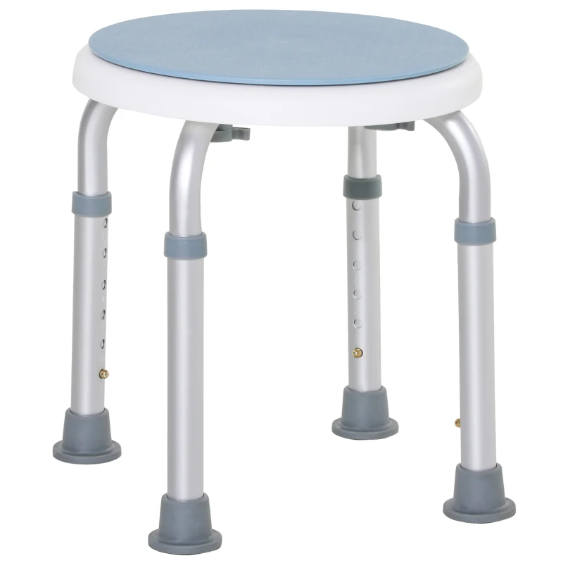 HOMCOM Tabouret de douche siège de douche antidérapant tabouret de bain hauteur réglable pivotant à 360° en aluminium