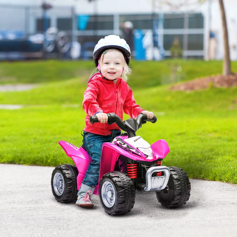 AIYAPLAY Elektro-Kinderquad, LED-Licht, Hupe, breite Reifen, bequemer Sitz, rutschfeste Griffe, Rosa