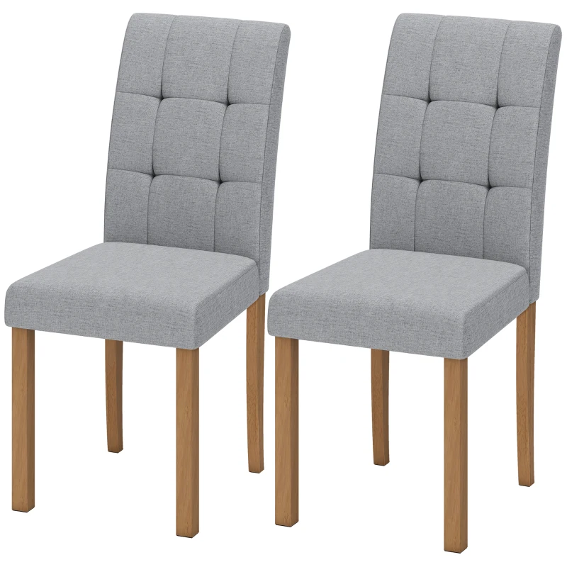 HOMCOM Lot de 2 chaises de salle à manger, chaise de cuisine moderne avec siège rembourré en tissu effet lin, gris clair