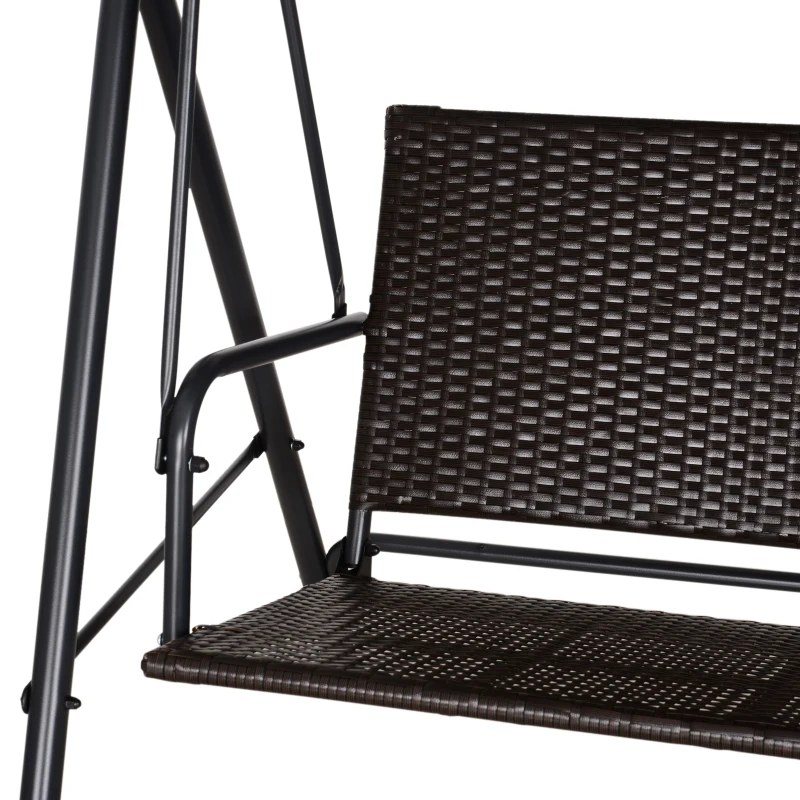 Outsunny Dondolo da Giardino 2 Posti con Tettuccio Regolabile, 140x110x151 cm, Marrone e Grigio