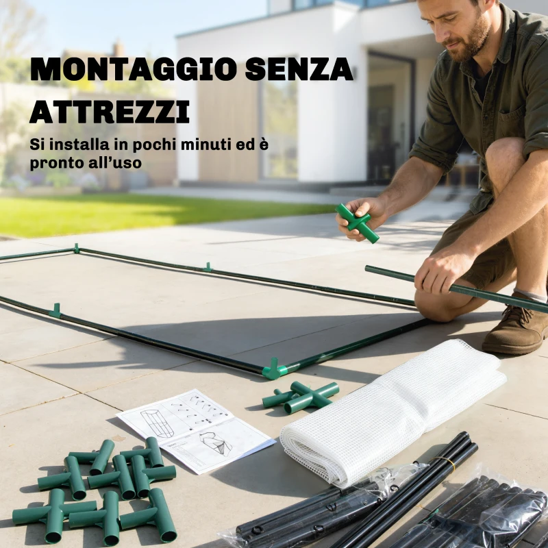 Outsunny Serra da giardino a Tunnel in Acciaio e con Copertura in PVC, 200x100x80 cm, Verde