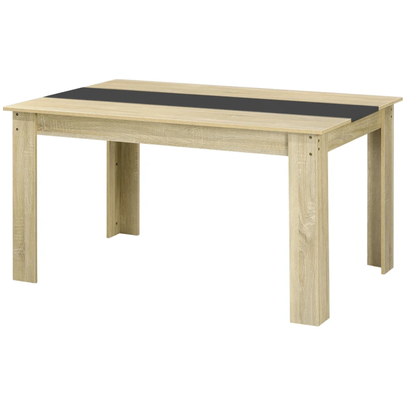 HOMCOM Table de salle à manger pour 6 personnes en bois aspect naturel et noir, dim. 140L x 90l x 75H cm
