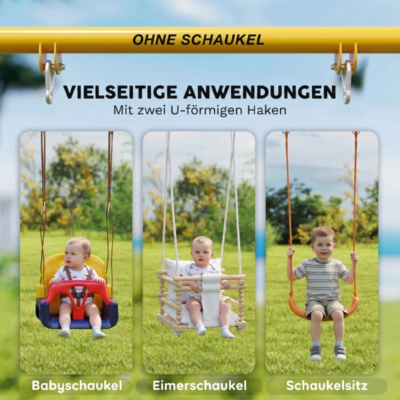 AIYAPLAY Inklapbaar schommelrek met A-frame, 2 haken, 4 grondankers, geschikt voor kinderen van 9 maanden tot 8 jaar, 128x155x157 cm, blauw
