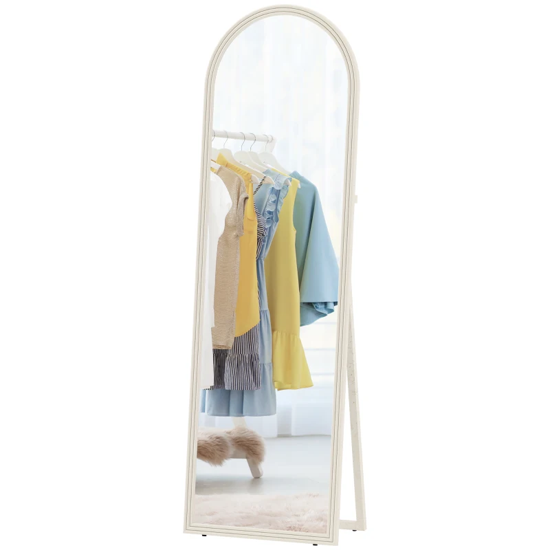 HOMCOM Miroir de sol arqué pleine longueur miroir sur pied cadre en effet imitation pierre pour salon chambre 50 x 160 cm blanc