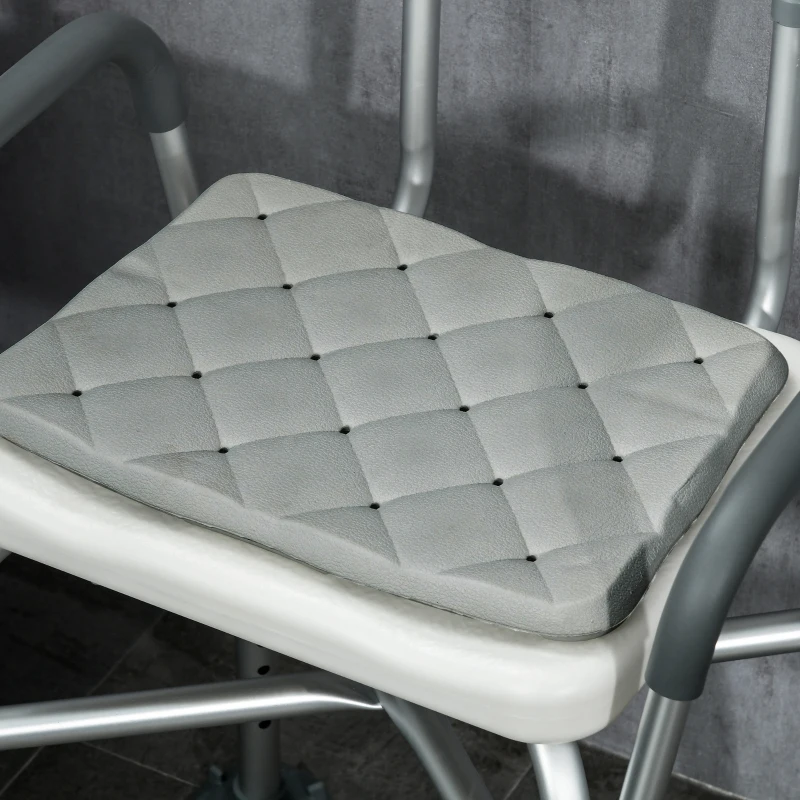 HOMCOM Tabouret de Douche Réglable en Hauteur à 5 Niveaux, Chaise de Douche, Accoudoirs Rembourrés et Coussin Amovible, Gris