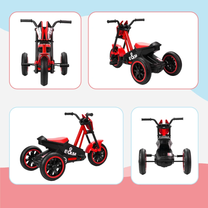 AIYAPLAY Dreirad, Kinderfahrrad, Laufrad, Kinderrad mit Pedal, Lauffahrrad für Kinder 18-36 Monaten, Stahl, 79x44x50 cm, Rot