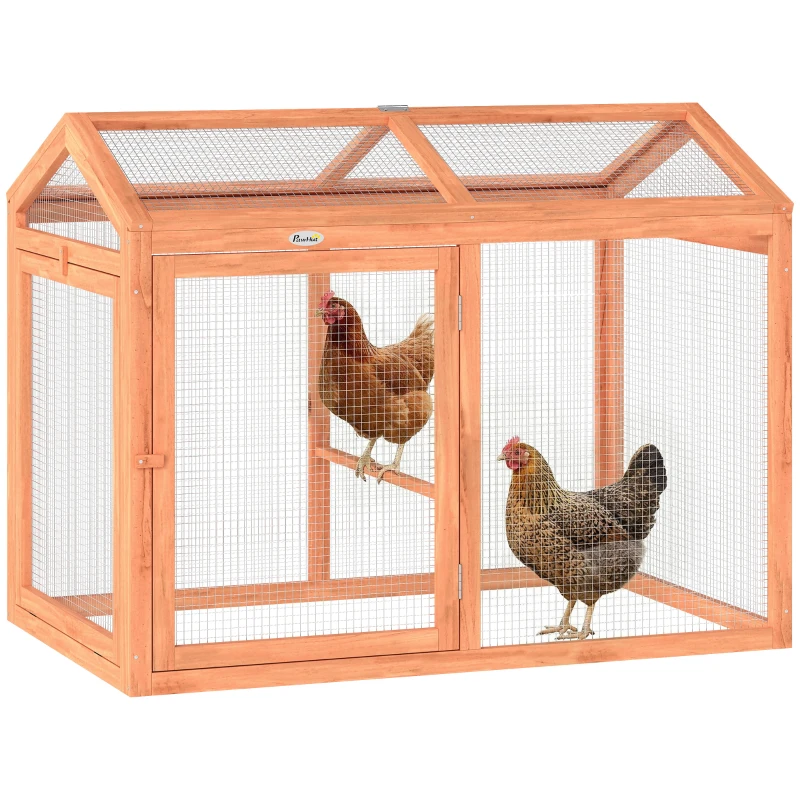 PawHut Enclos Poulailler en Bois avec Perchoir et Doubles Portes, Poulailler modulable pour jardin 104 x 70,5 x 84 cm, Orange