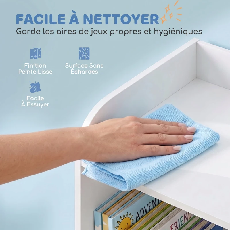 AIYAPLAY Meuble rangement enfant, bibliothèque enfants avec 8 compartiments et étagère supérieure, 104 x 29 x 101,5 cm, blanc