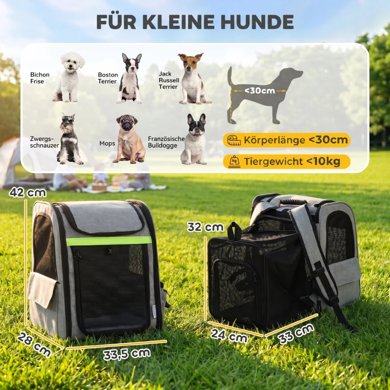 PawHut Hundebox erweiterbar Transportbox Hund mit 5 Taschen reflektierendem Streifen für Hunde bis 10 kg 33,5x28x42cm Hellgrau