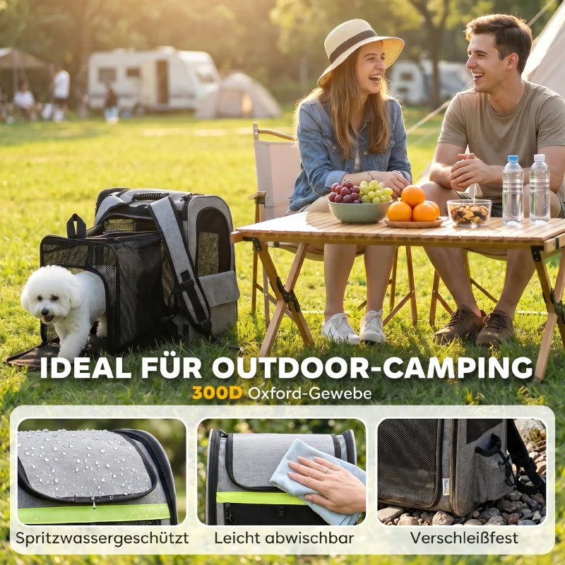 PawHut Hundebox erweiterbar Transportbox Hund mit 5 Taschen reflektierendem Streifen für Hunde bis 10 kg 33,5x28x42cm Hellgrau
