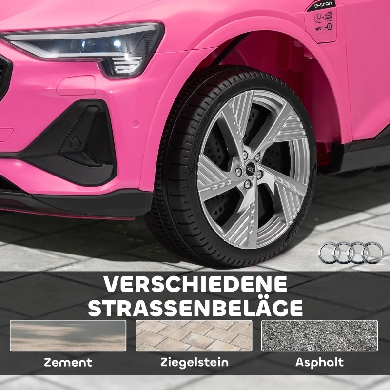 HOMCOM Elektro Kinderauto 12V Elektrofahrzeug Audi E-tron Elektroauto mit Fernbedienung, Sicherheitsgurt, für 3-5 Jahre