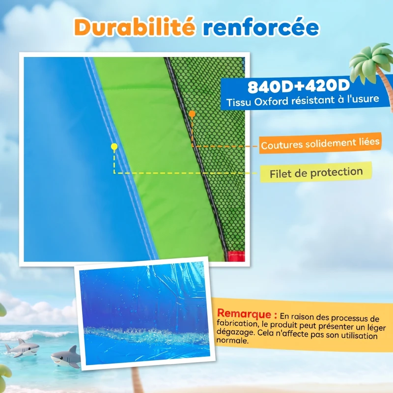 Outsunny Château gonflable aire de jeux avec toboggan trampoline piscines + 3-8 ans 390 x 300 x 197 cm - multicolore