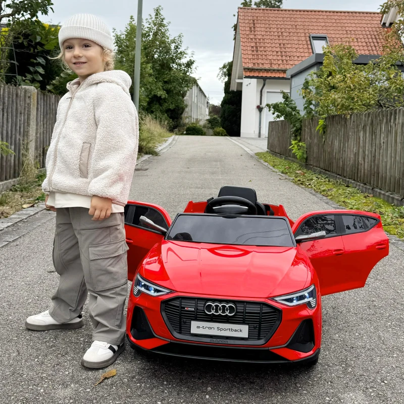 HOMCOM Elektrische elektrische kinderauto, tot 5 km/u, met veiligheidsgordel, afstandsbediening, koplampen, muziekfunctie, rood