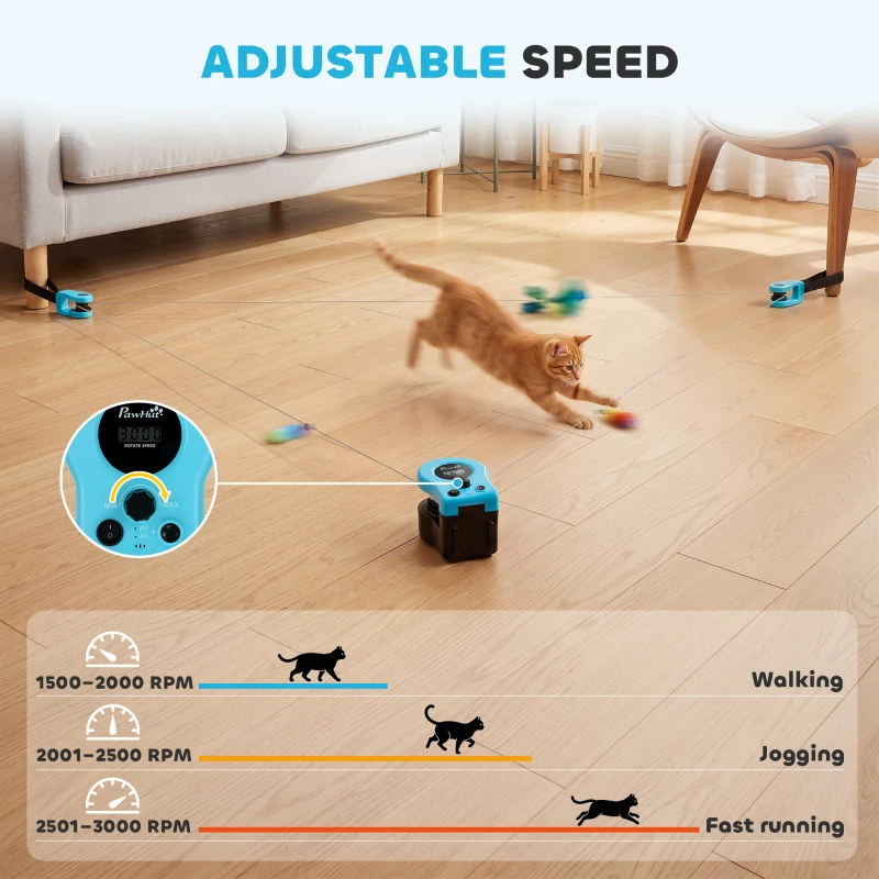 PawHut Interactive Cat Toy for Indoor Kittens & Adult with Adjustable Speed, DIY Track & Mouse Sound