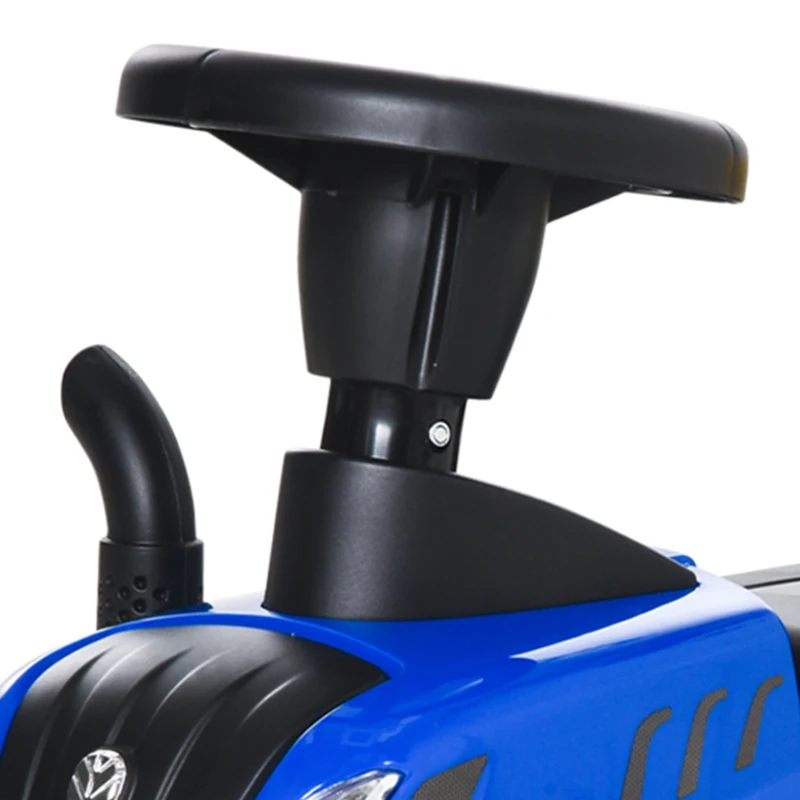 HOMCOM kinderloopauto NEW HOLLAND loopauto kinderauto kinderauto oldtimer loophulp met claxon kunststof metaal blauw 91 x 29 x 44 cm