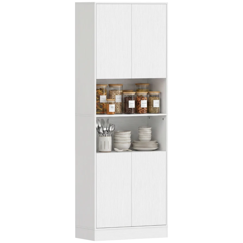 HOMCOM Dulap Cămară de Bucătărie 170cm, cu Raft Reglabil, Alb