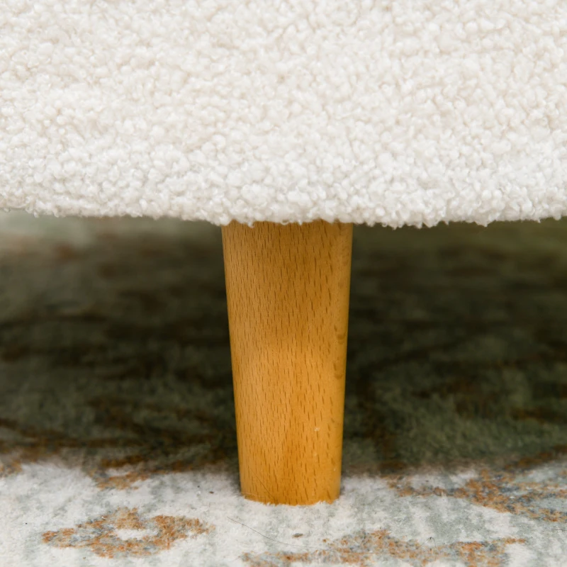 HOMCOM Hocker Polsterhocker, Teddyfleece, versteckter Stauraum, umkehrbarer Deckel, 56 cm x 56 cm x 42 cm, Weiß