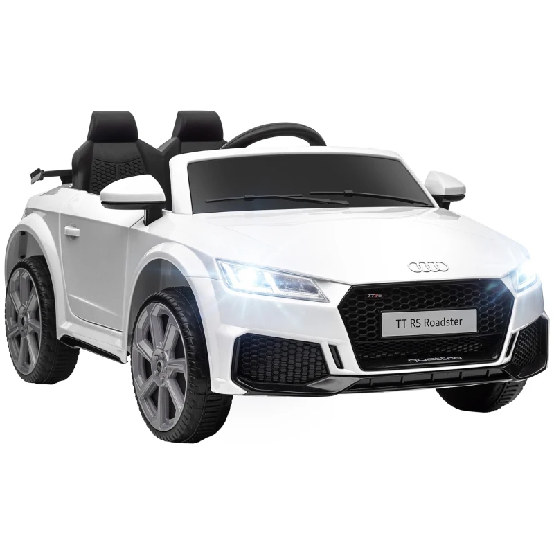 HOMCOM Voiture électrique enfant véhicule électrique enfant Audi TT RS 12 V 30 W V. Max. 3 Km/h télécommande 2,4G Effets sonores + Lumineux Blanc(m-12)