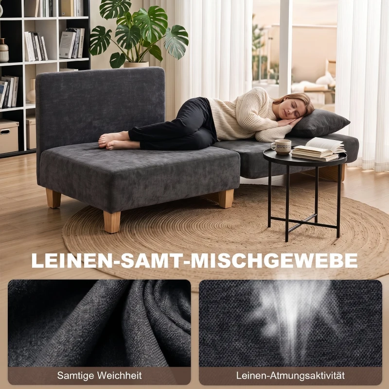 HOMCOM Schlafsessel 2-in-1 mit Bettfunktion, Schlafsofa mit 2 waschbaren Kissen, Seitentaschen für Wohnzimmer, Schlafzimmer