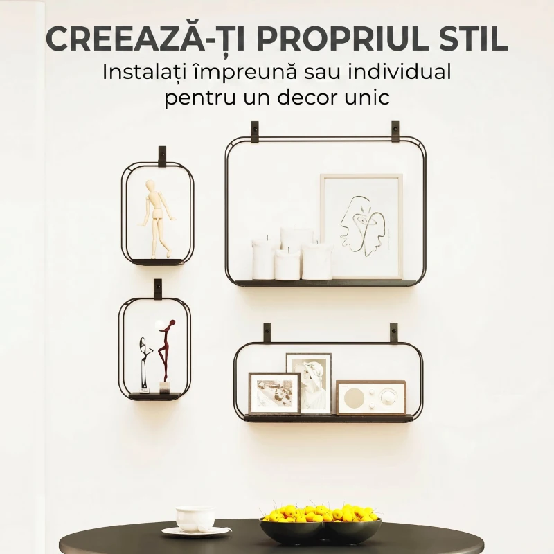 HOMCOM rafturi suspendate perete, rafturi decorative moderne