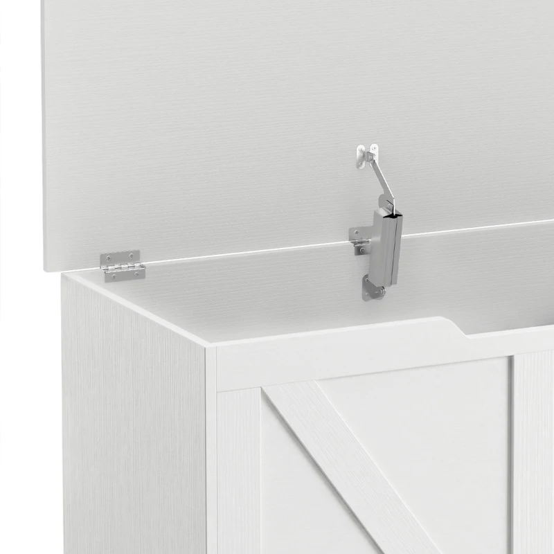 HOMCOM Baúl de Almacenaje 100L con Bisagra de Seguridad Asa con Recorte en U para Recibidor Salón 80x40x45 cm Blanco