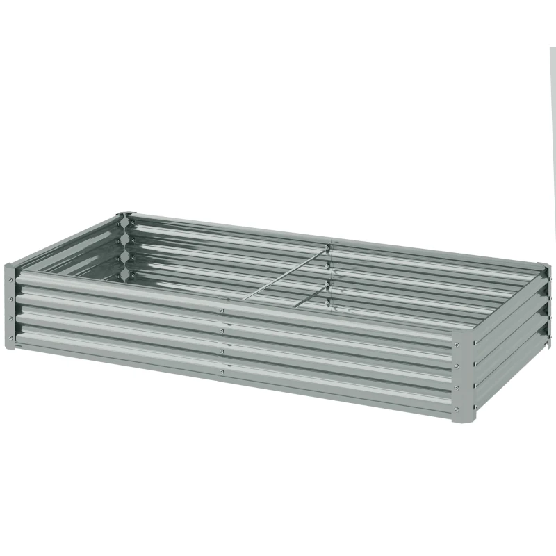 Outsunny Verhoogd Staal Tuinbed, Weerbestendig Plantenbed met Anti-Snijrand,