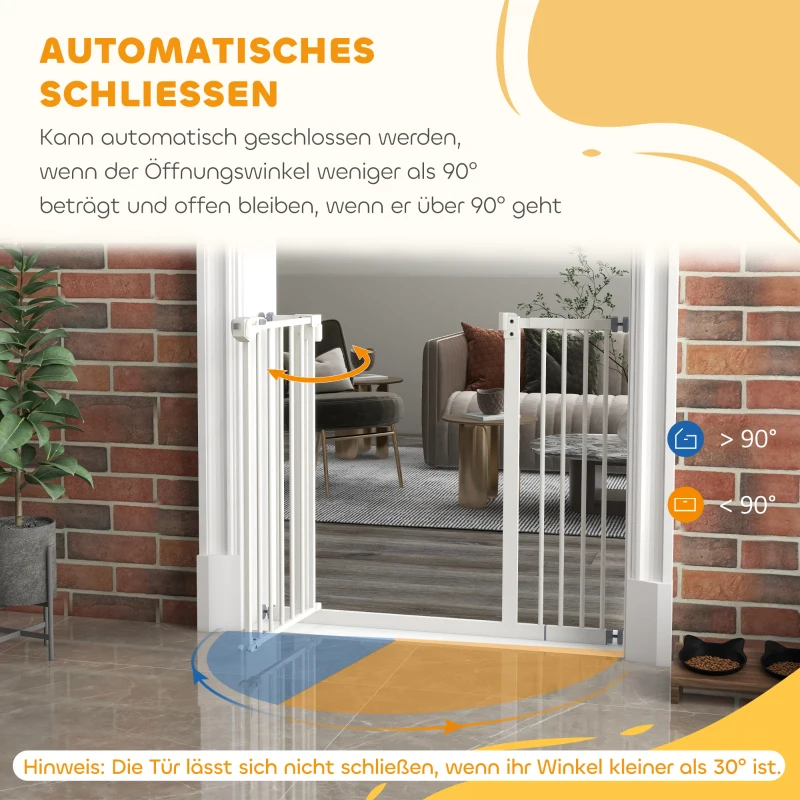 PawHut Huisdierveiligheidshek voor Deuren, Absperrgitter, Veiligheidshek voor Huisdieren, Metaal, Kunststof, 74-80/87-94 cm, Wit