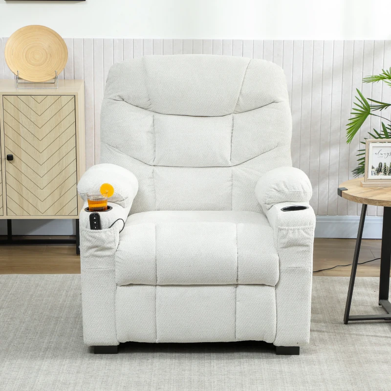 HOMCOM Fotoliu Relax Electric Reclinabil 150° cu Suport pentru Picioare, Funcție Memorie, Telecomandă, din Catifea, Crem