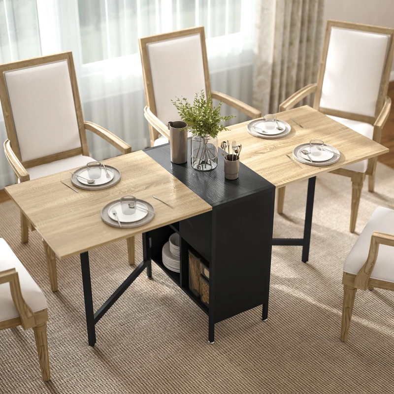 HOMCOM Klapptisch Esstisch Beistelltisch Eiche Metallrahmen Küche Wohnzimmer Dunkelholzfarbe+Schwarz
