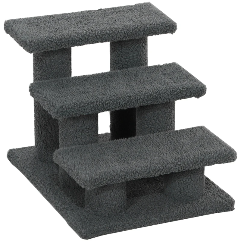 PawHut Escalier pour chat 3 marches Escalier pour animal Escalier pour chat Escalier pour animaux de compagnie 45 x 35 x 34 cm Gris