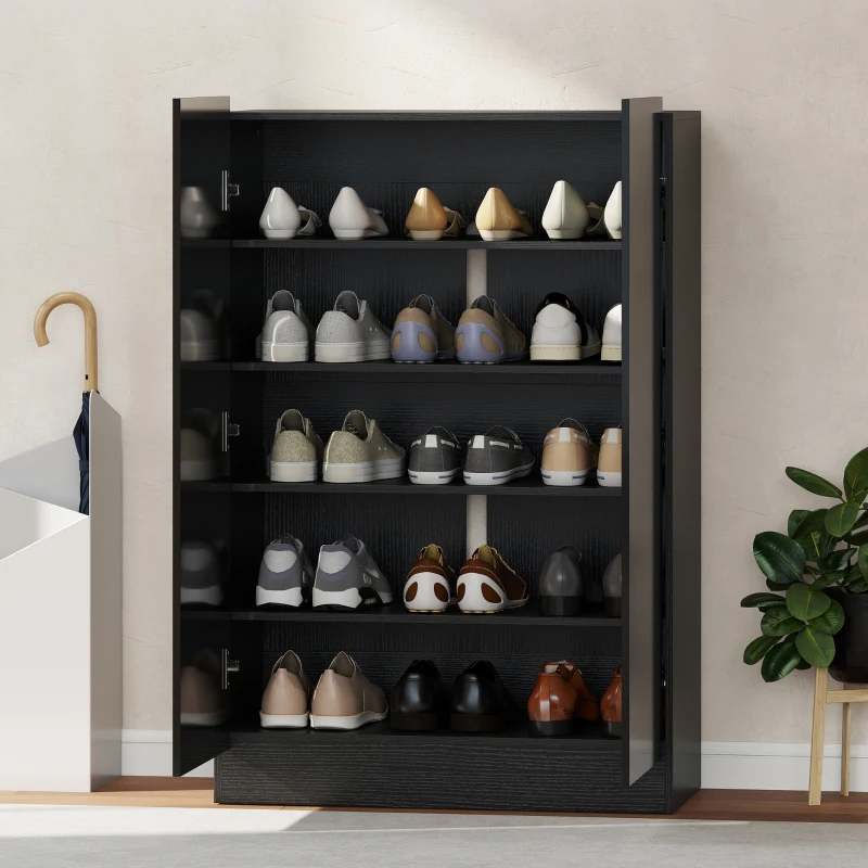 HOMCOM Meuble à chaussures 20 paires armoire à chaussures à haute brillance 5 niveaux étagères réglables 72x34,5x103cm noir