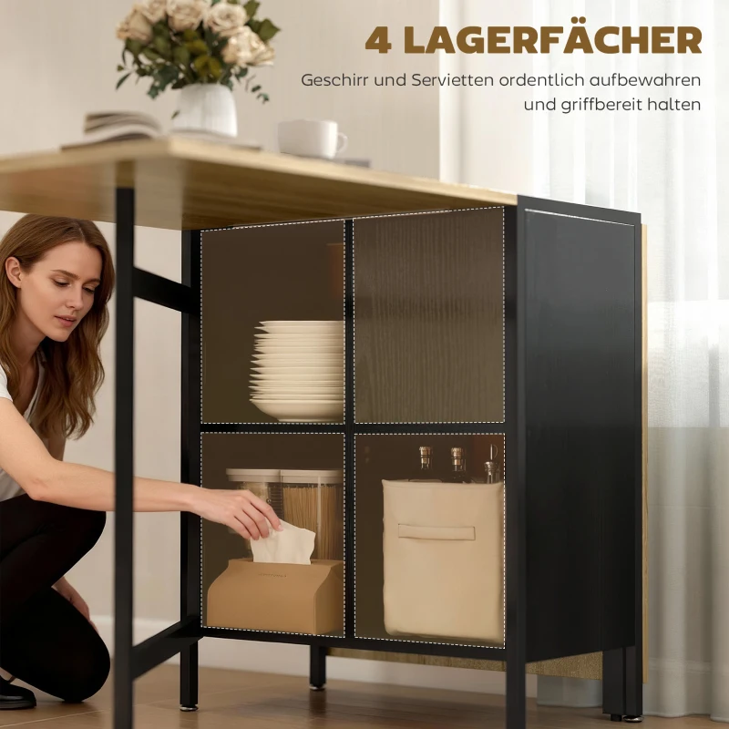 HOMCOM Klapptisch Esstisch Beistelltisch Eiche Metallrahmen Küche Wohnzimmer Dunkelholzfarbe+Schwarz
