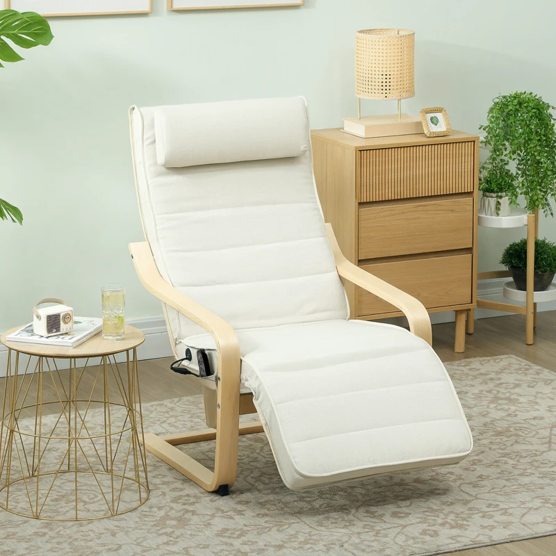 HOMCOM Fotoliu de Relaxare Încălzit și cu Masaj, cu Suport pentru Picioare Reglabil și Telecomandă, 67x95x101 cm, Crem
