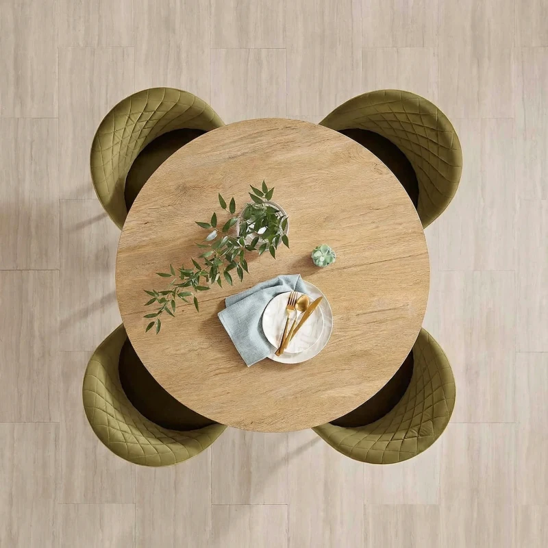 HOMCOM 80cm Industrial Round Dining Table - White Oak