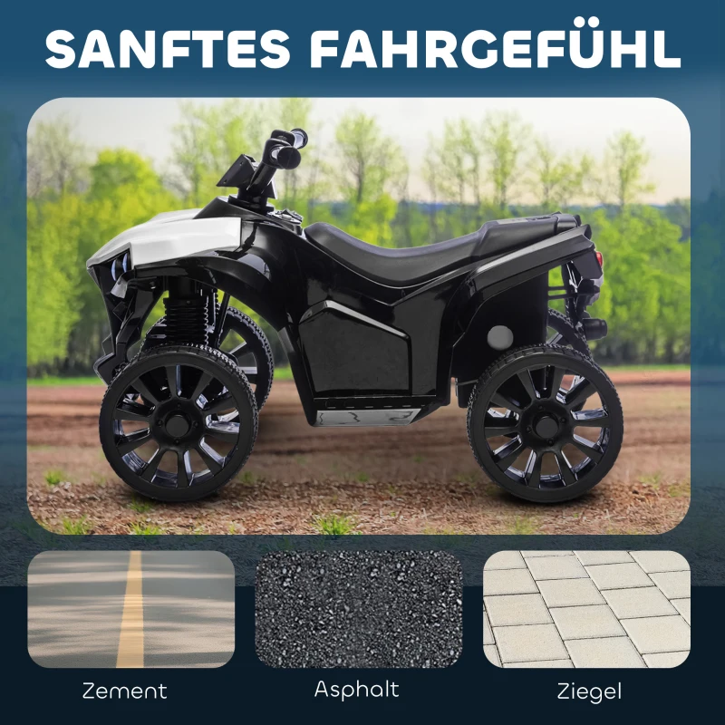 AIYAPLAY Kinder Quad Elektro 6V Kinderquad mit Vorwärts-, Rückwärtsfunktion, Musik, LED-Scheinwerfer Weiß
