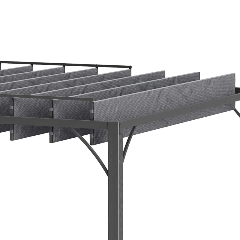 Outsunny Cenador de Jardín 3x3 m con Diseño de Lamas Superior Giratorio hasta 135° Protección UV 50+ y Marco de Aluminio Gris