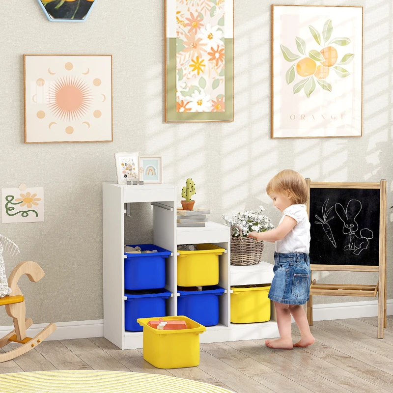 AIYAPLAY Móvel de Arrumação para Brinquedos Infantis com 6 Cestos Removíveis 3 Níveis de Arrumação 96x38,5x90 cm Multicolorido