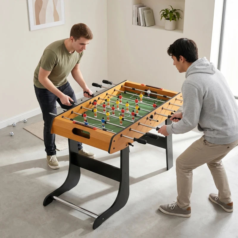 HOMCOM Folding Football Gaming Table Mini Foosball Soccer Table for Family Fun Indoor Play Sports