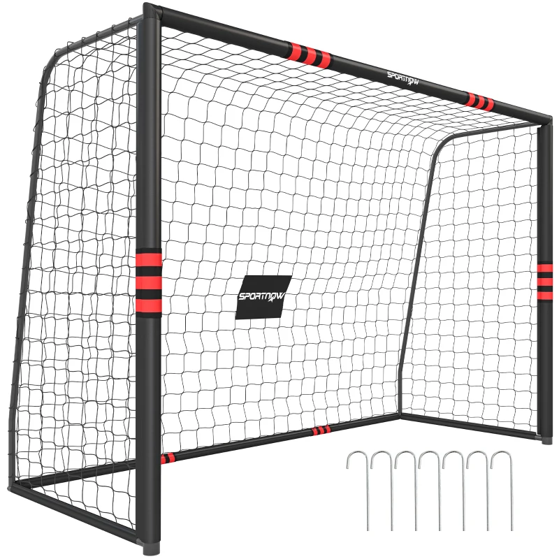 SPORTNOW Poartă de fotbal pentru grădină 300 x 200 cm Poartă outdoor robustă cu plasă, căptușeală, ancore pentru sol, strat anti-rugină