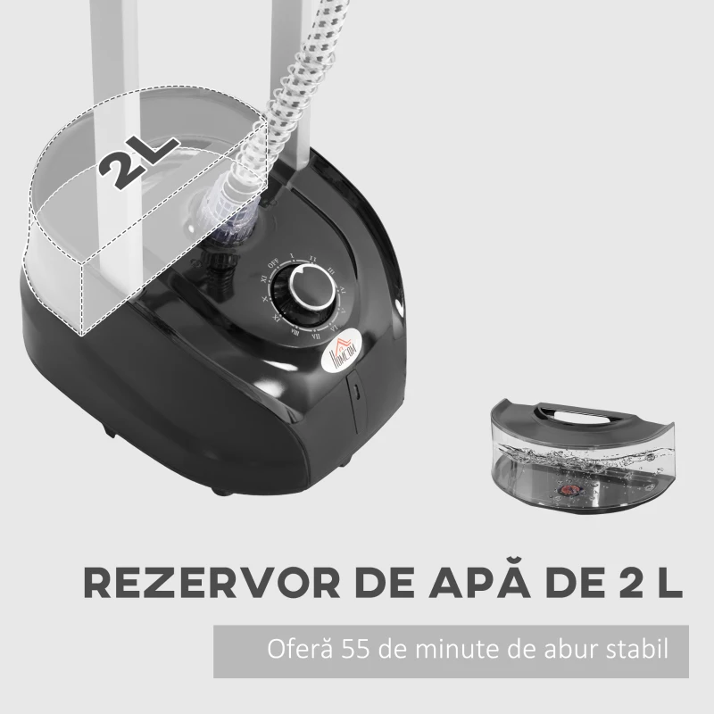 HOMCOM Aparat de călcat cu aburi, fier de călcat vertical 1950W, 35x25x23cm, alb