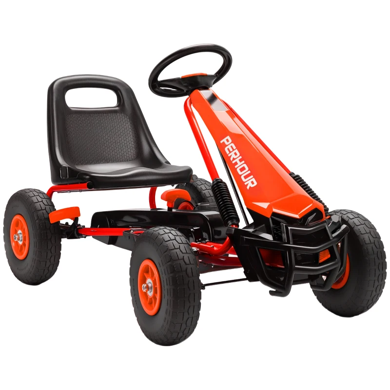 AIYAPLAY Pedal-Gokart für Kinder, höhenverstellbarer Sitz, EVA-Räder, Bremse, Kupplung, 3-8 Jahre, Rot
