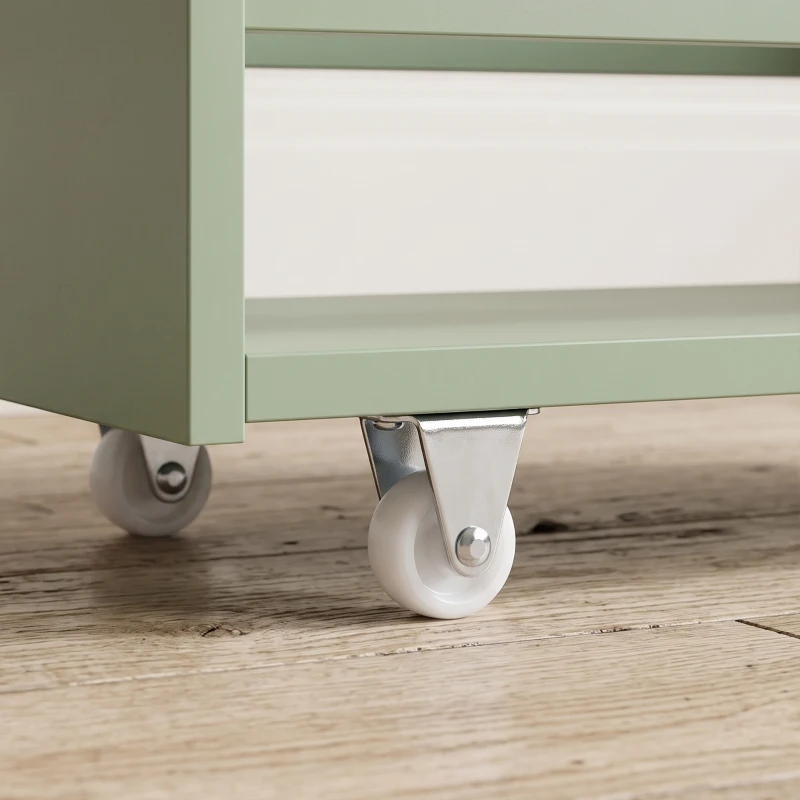 kleankin Carrito de Almacenamiento de 3 Niveles con Ruedas y Asa 48x15x80 cm Verde
