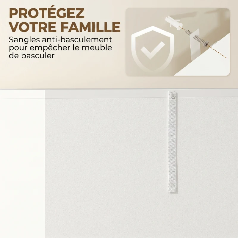 HOMCOM Armoire de cuisine meuble de rangement buffet 4 portes avec étagères réglables - dim. 60L x 35l x 170H cm blanc laqué(m-7)