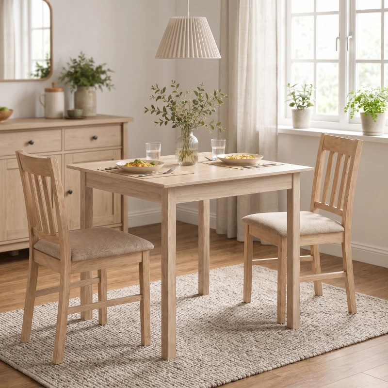 HOMCOM Mesa de cocina Mesa de comedor Mesa cuadrada, diseño moderno, 75 cm x 75 cm x 76 cm, madera natural