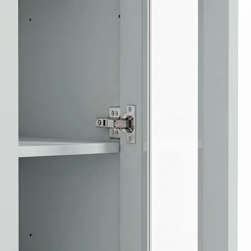 HOMCOM Tall Bathroom Storage Cabinet, 6-Tier Slim Bathroom Cabinet with Adjustable Shelf, 4 Soft-Close Doors, Dusty Blue